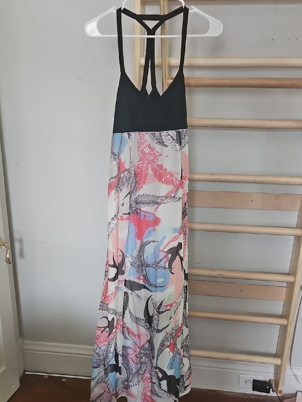 Wish Black Bodice Pastel Printed Maxi Dress